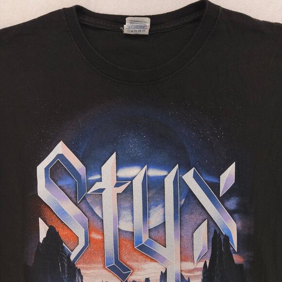 Styx North American Tour Band Short Sleeve Crew Neck Shirt Mens Size M Black - Picture 1 of 9